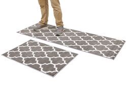 Prest-O-Fit 2-Piece Rug Set for RV Hallway and Kitchen - Trellis Pattern - Gray and White - PR33MR