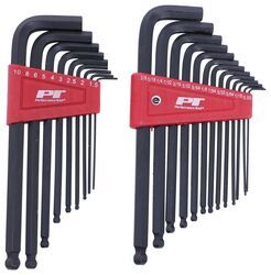 Hex Keys with SAE and Metric Ball Ends - Alloy Steel - 22 Pieces - PT85ZR