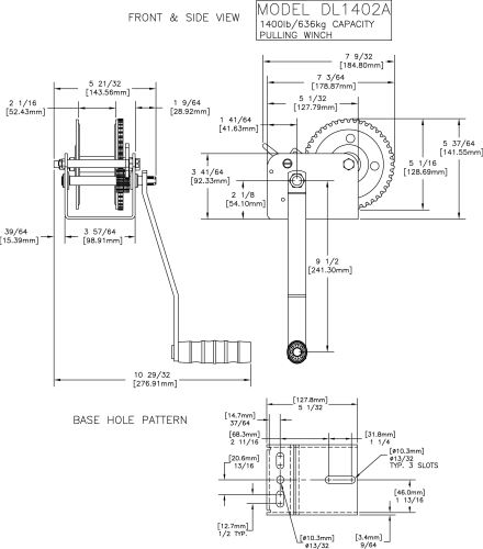 Dutton-Lainson Hand Winch - TUFFPLATE Finish - Single Speed - 1,600 lbs ...