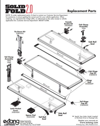 extang trifecta 2.0 tonneau cover parts