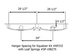 7000 Pound Axles Trailer Double Eye Spring Suspension and Tandem Axle Hanger Kit for 3 Tubes 