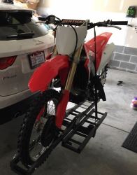 dirt bike on trailer tongue