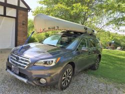 Front Tie Down Anchor Point Solution for 16 Solo Canoe on a 2019 Subaru Outback Wagon etrailer