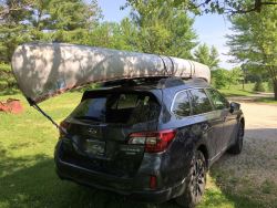 Front Tie Down Anchor Point Solution for 16 Solo Canoe on a 2019 Subaru Outback Wagon etrailer