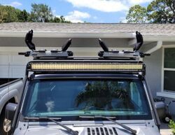 Using Two Thule Hullavator Pro Kayak Carriers on 2021 4 door Wrangler ...