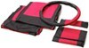 bucket seats rampage comfort combo pack - front seat covers steering wheel cover belt pads black/red