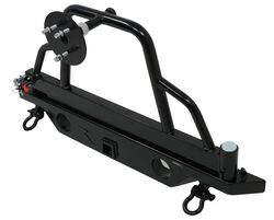 Rampage Rear Recovery Bumper for Jeep - Swing Away Spare Tire Carrier - Semigloss Black Powder Coat - RA76610