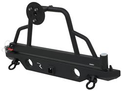 Rampage Rear Recovery Bumper for Jeep - Swing Away Spare Tire Carrier - Textured Black Powder Coat - RA78615