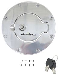 Rampage Locking, Billet Style Fuel Tank Door and Bezel for Jeep - Polished Aluminum - RA85001