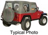 upper doors requires bow system rampage replacement soft top fabric for jeep - door skins included clear windows gray