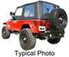 upper doors requires bow system rampage replacement soft top fabric for jeep - door skins included clear windows black denim