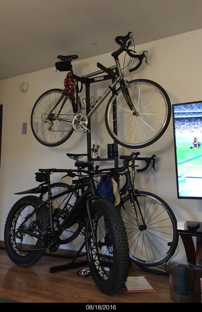 storing thule bike rack