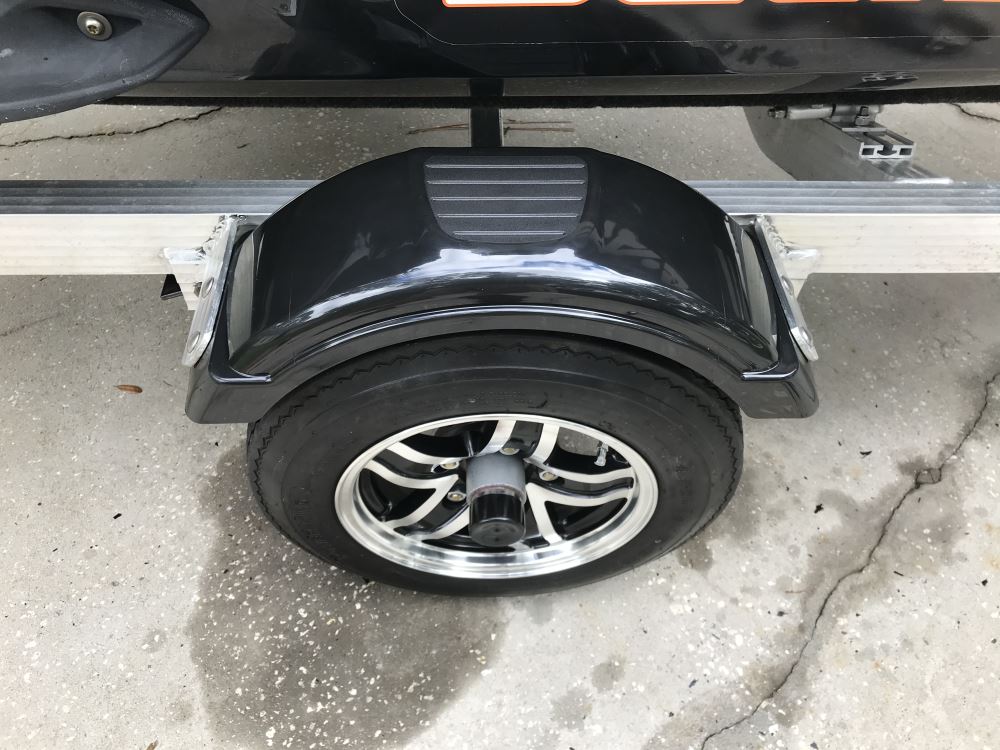 Single Axle Trailer Fender w Top Step Style C Black Plastic 8" to