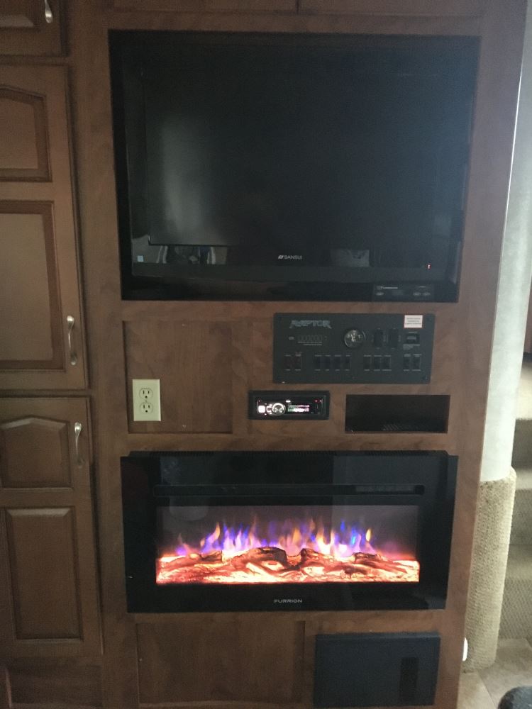 Furrion RV Electric Fireplace with Logs - 34" Wide - Recessed Mount