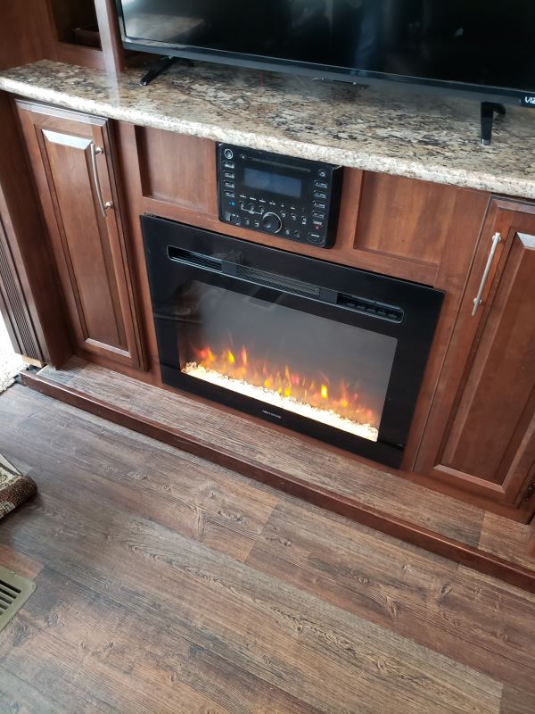 Greystone 26" Electric Fireplace with Crystals Recessed Mount Black