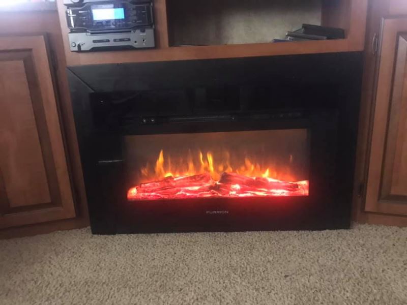 Furrion RV Electric Fireplace with Logs - 30" Wide - Recessed Mount