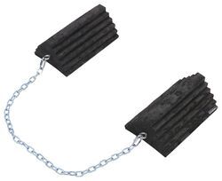 Rumber 12" Wheel Chocks w/ 3' Pull Chain - Recycled Rubber and Plastic - Qty 2 - RM24FR