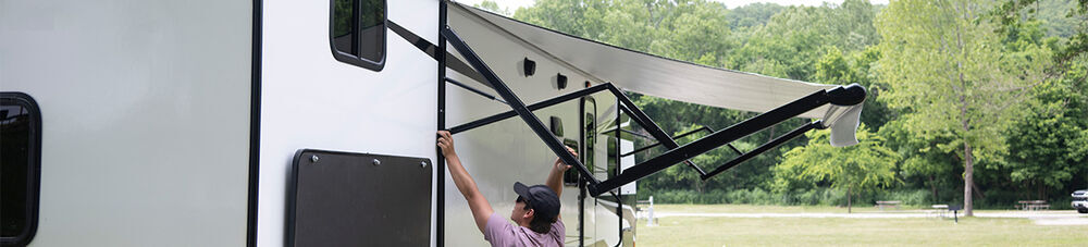 RV awning extended.