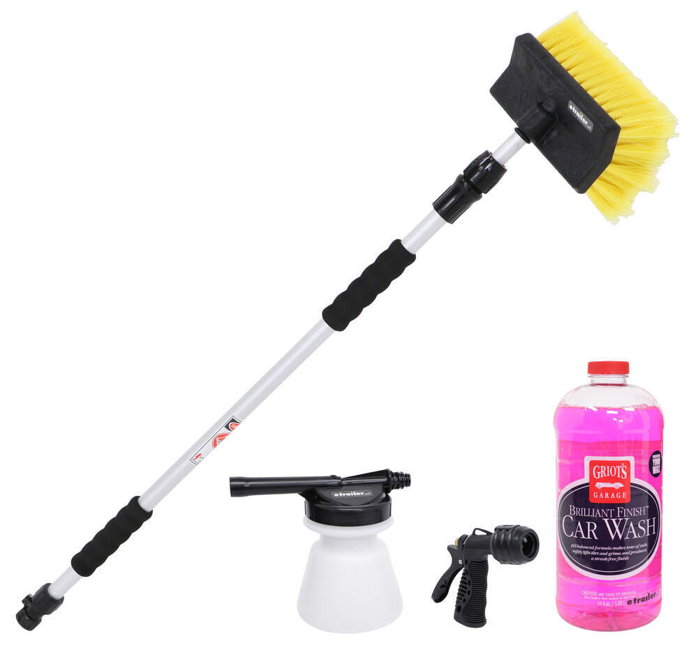 RV Cleaning Kit with Foaming Sprayer, 60 Telescoping Flow-Thru Brush and  64-oz Car Wash Griots Garage Wash and Wax RVCLEAN-KIT