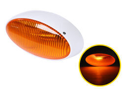 RV Porch Utility Light - Incandescent - Oval - White Housing - Amber Lens - RVPL5A