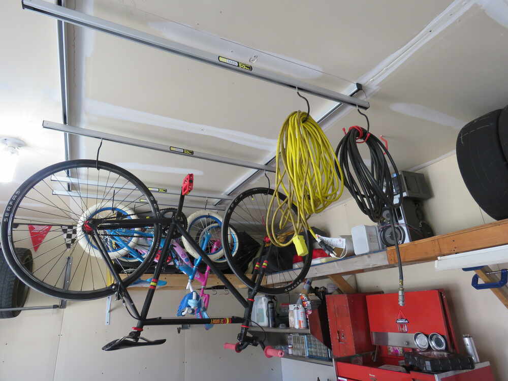 SARIS Cycle Glide Ceiling Bike Rack, 4 Bike Hooks for Garage Ceiling
