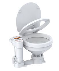 Seaflo Electric Marine Toilet in white ceramic.