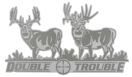 Big Rack Mule Deer Vehicle Decal - Double Trouble - Silver Metallic ...