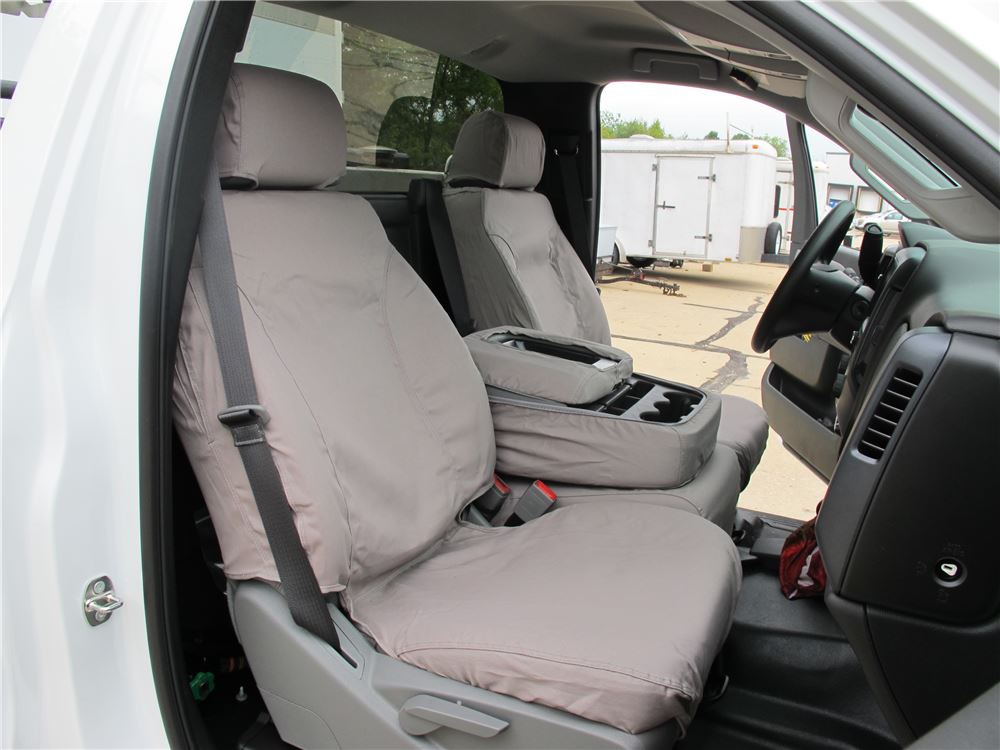 2019 Chevrolet Silverado 1500 LD Covercraft SeatSaver Custom Seat Covers - Front - Misty Gray 2019 Chevy Silverado 1500 Ld Seat Covers