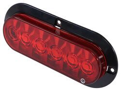 LED Trailer Tail Light w/ Flange - Stop, Turn, Tail - Submersible - 6 Diodes - Oval - Red Lens - STL73RB