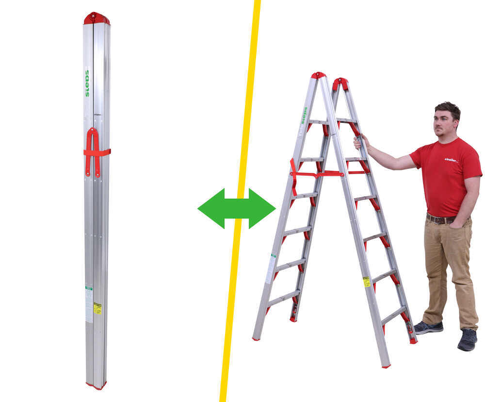 Telesteps Folding Ladder - 7' Tall - 11' Reachable Height - 250 lbs - TE27FR