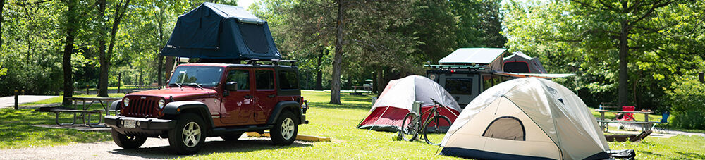 Tents set up at campsite.