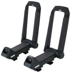Thule Hull-A-Port Aero Kayak Roof Rack for SquareBars w/ Tie-Downs - J-Style - Folding - Clamp On - TH849000-97