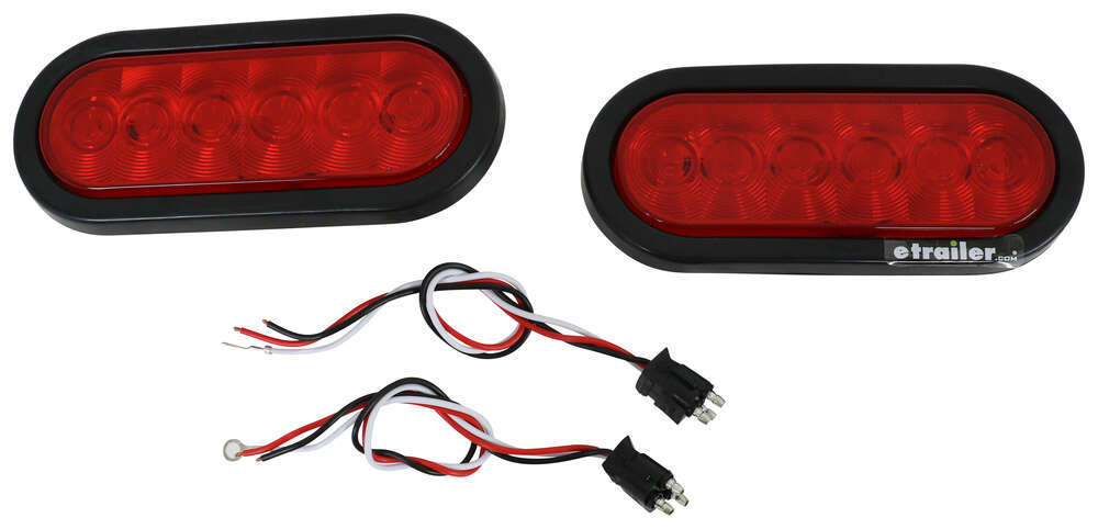 Optronics Fleet LED Trailer Tail Lights w/ Grommets - Stop,Turn,Tail -  Submersible - Oval - Qty 2 Optronics Trailer Lights TLL12RK