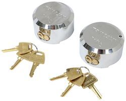 Trimax Puck Locks for Trailer Door Hasps - 3/8" Shackle - Steel - Chrome - Qty 2 - TMX63FR