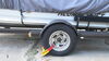 0  wheel chock steel trimax trailer and lock - 6 inch 10-1/2 wide tires