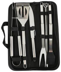 Tailgater Tire Table BBQ Tool Set with Storage Bag - Stainless Steel - 9 Pieces - TT37FR
