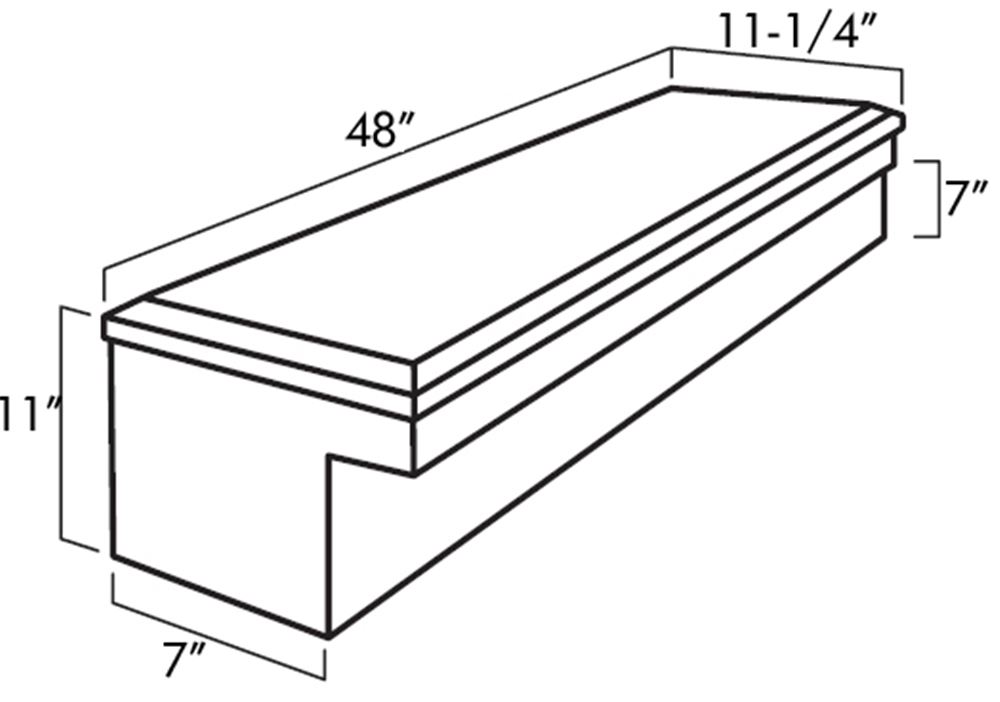 UWS Truck Bed L-Shaped Side Rail Toolbox - Single Lid - 48