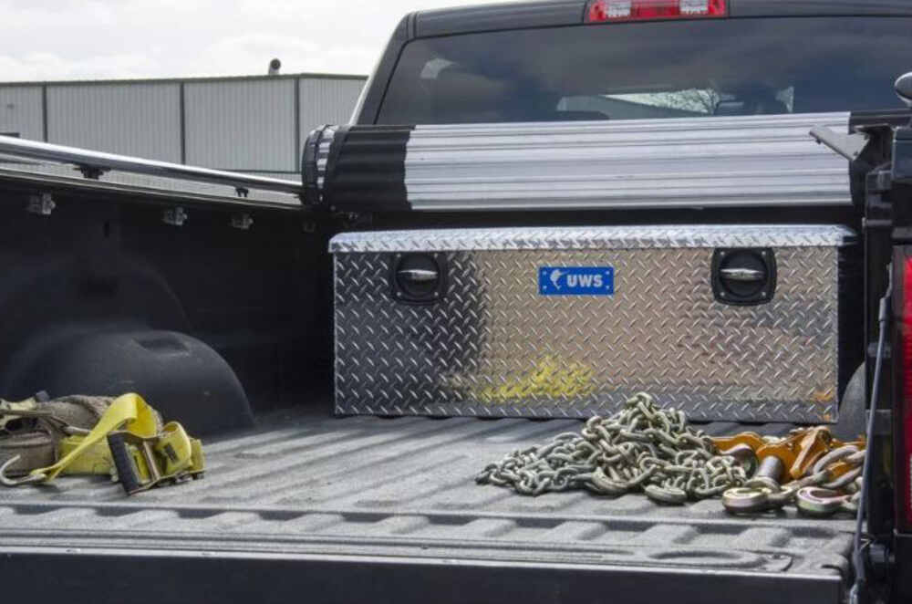 UWS Truck Bed Chest - Secure Lock Under Tonneau Series - 8.85 cu ft - Bright Aluminum UWS Truck How To Secure Tool Chest To Truck Bed