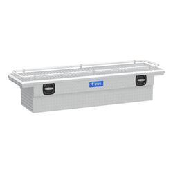 UWS Truck Tool Box - Crossover Style - Low Profile with Rail - Angled - 8.4 cu ft - Bright Aluminum