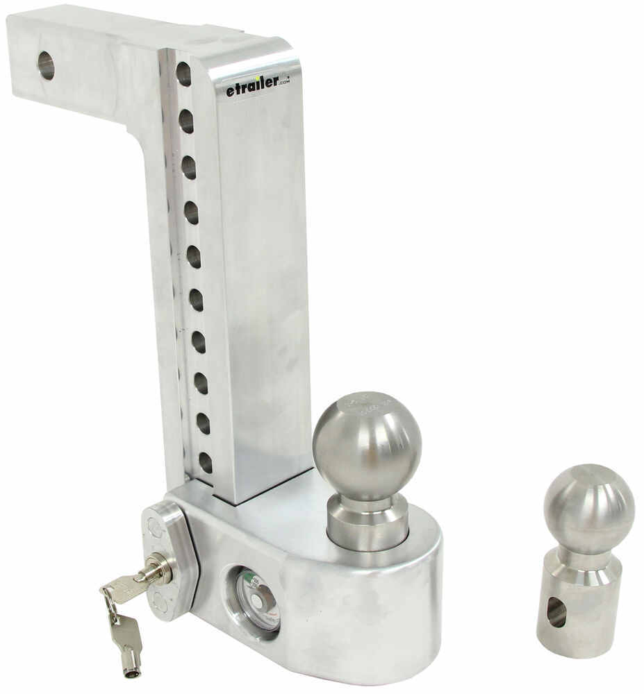 Keyed Alike Key Lock and Hitch Pin Adjustable Aluminum Trailer Hitch & Ball Mount w/Built-in Scale Weigh Safe WS10-2-KA 2 Stainless Steel Balls 2 & 2-5/16 10 Drop Hitch w/ 2 Shank/Shaft 