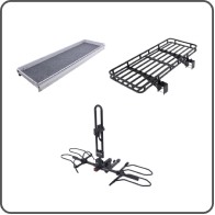 RV Cargo carriers and bike racks. 