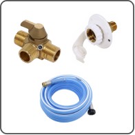 RV fresh water hoses and valves.