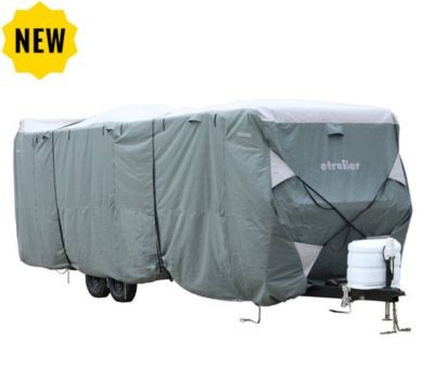 etrailer RV Cover for Travel Trailers in Gray.