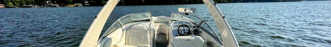 view of front of boat on the water.