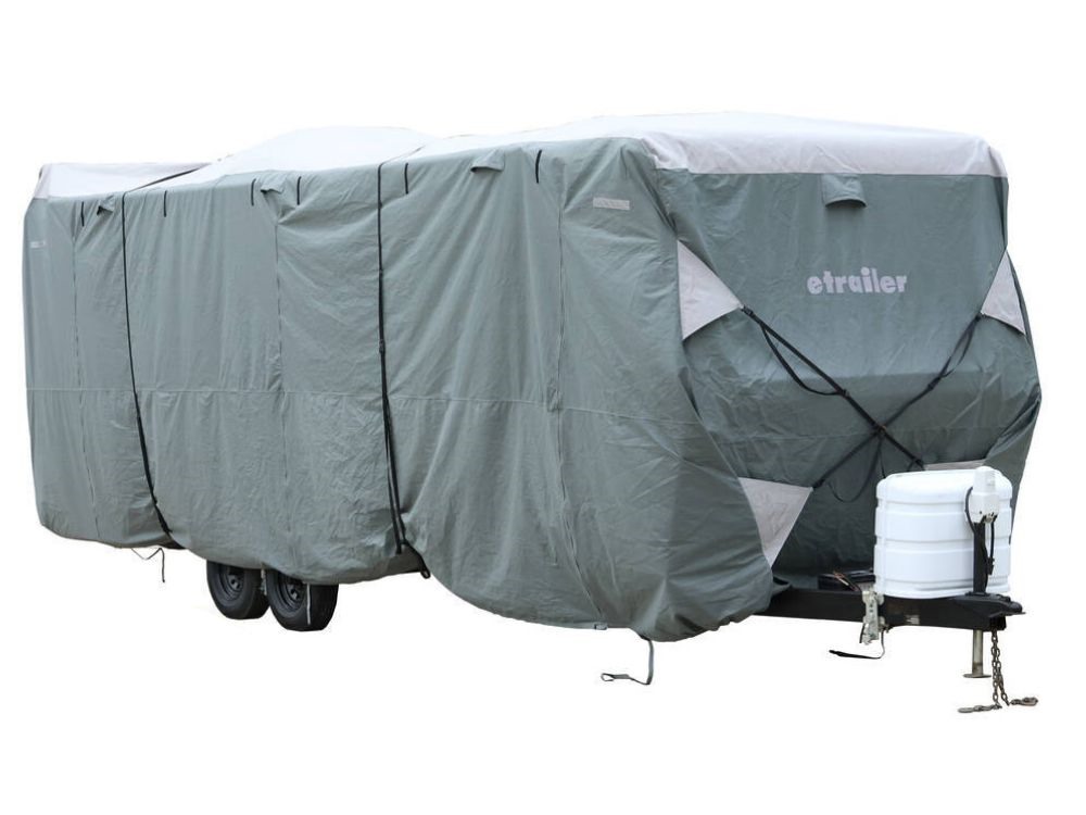 etrailer RV Cover for Travel Trailers in Gray.